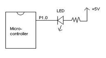 有源低LED连接与微控制器引脚